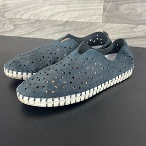 Eric Michael Inez Shoes‎ Men's 10 Navy Blue Leather Casual Slip-On Flats Preppy